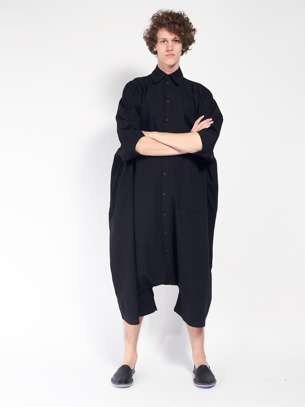 black button up jumpsuit