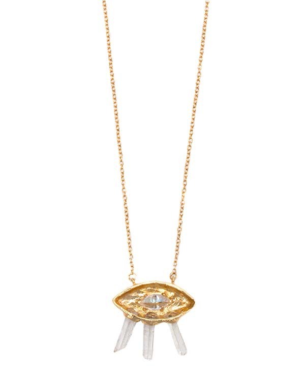 Unearthen Gold Small Eye Necklace with Sapphire and Amethyst Unearthen Gold Small Eye Necklace with Sapphire and Amethyst
