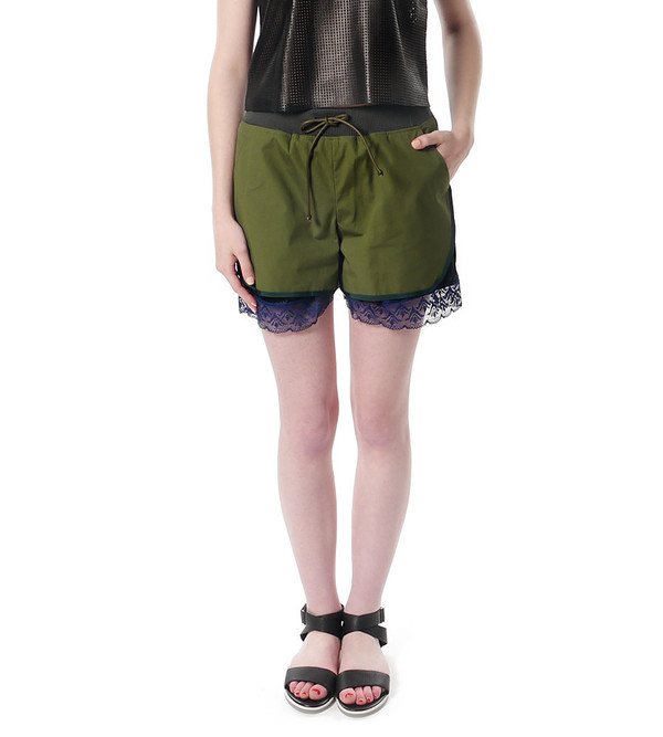 Sacai Luck Navy Jogging Shorts with Lace Under Layer Sacai Luck Navy Jogging Shorts with Lace Under Layer