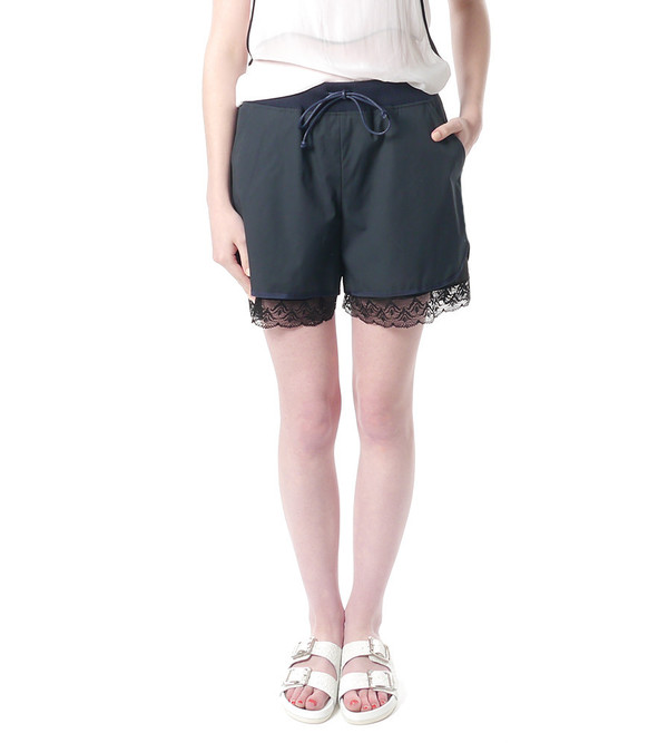 Sacai Luck Navy Jogging Shorts with Lace Under Layer Sacai Luck Navy Jogging Shorts with Lace Under Layer