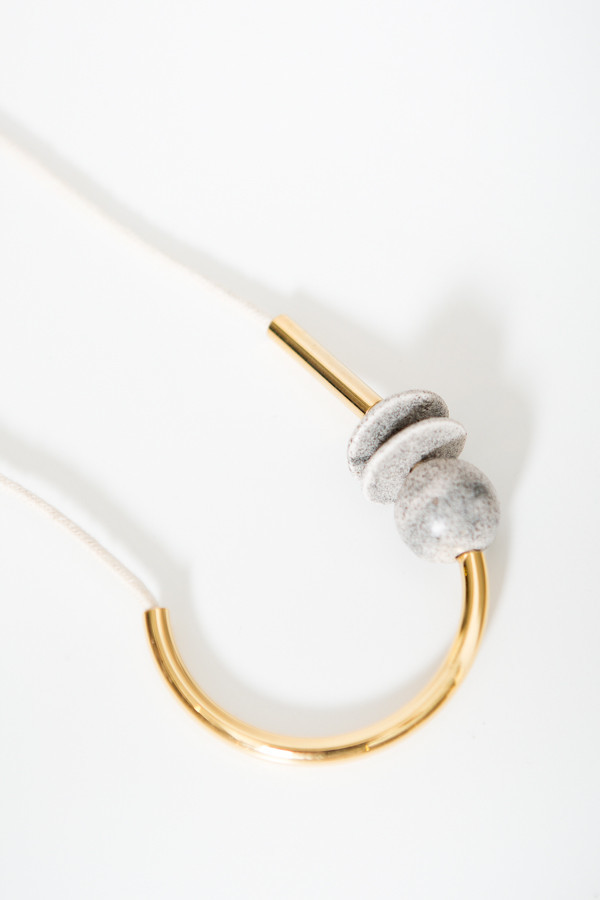Maslo Jewelry Chock A Block Gold Off White Ceramic Necklace Maslo Jewelry Chock A Block Gold Off White Ceramic Necklace