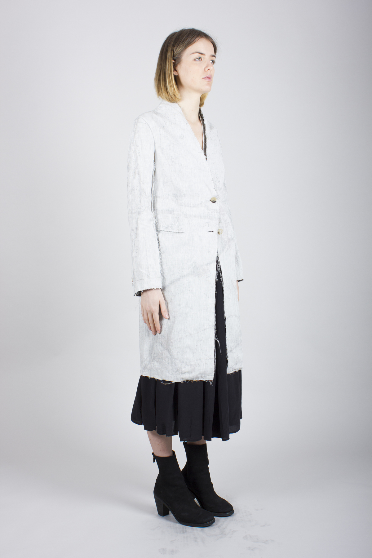collarless duster coat