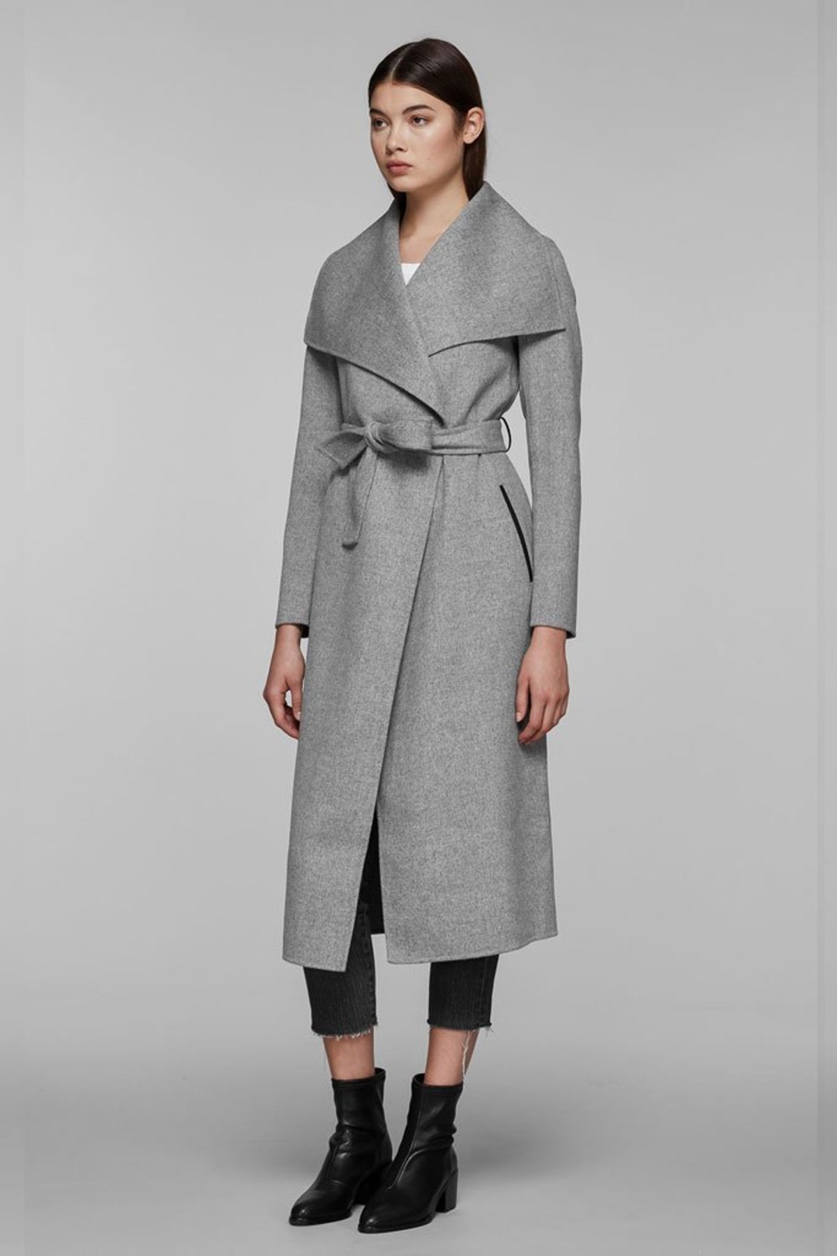 light grey waterfall coat
