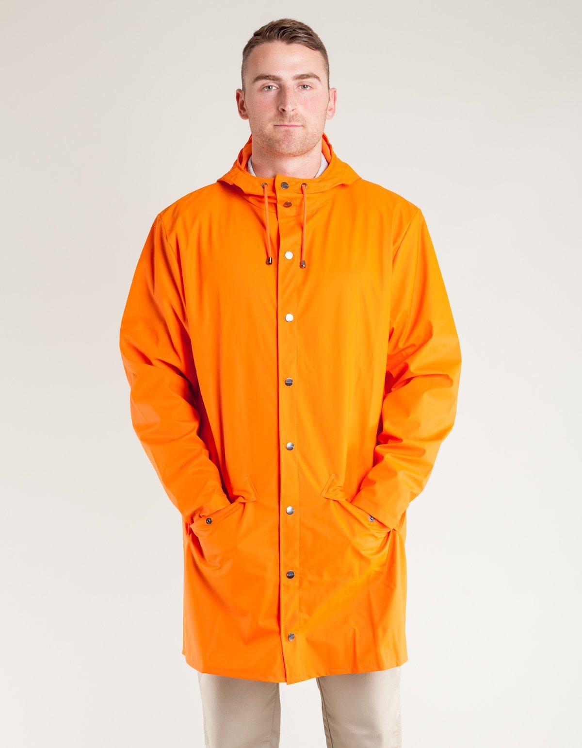 Rains Long Jacket - Fire Orange 