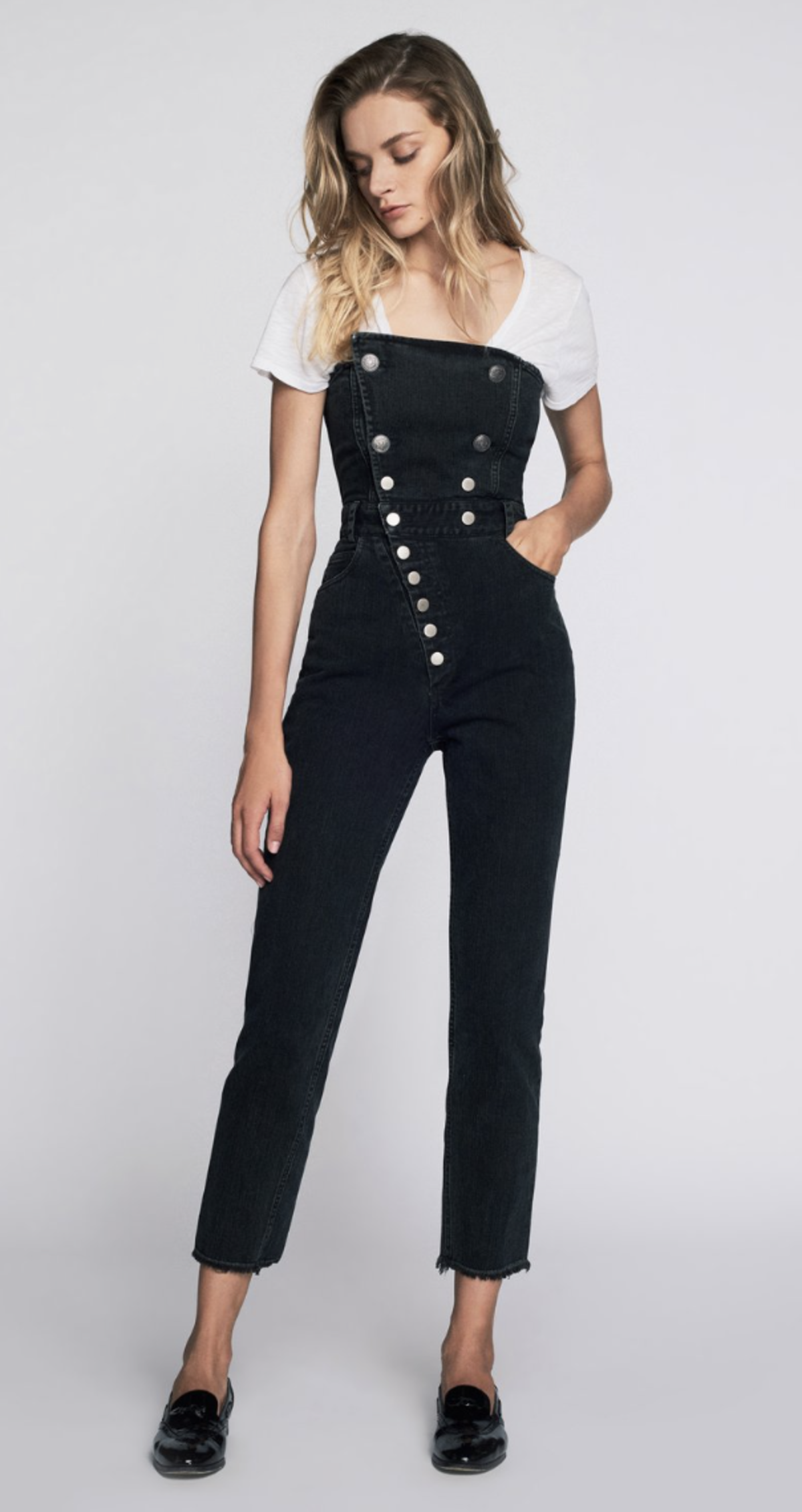 marissa webb denim jumpsuit