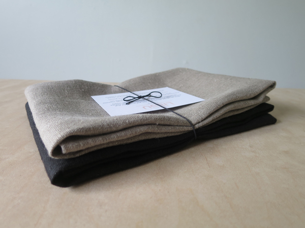 Lissu Linen Tea Towel Set - Natural + Black Lissu Linen Tea Towel Set - Natural + Black