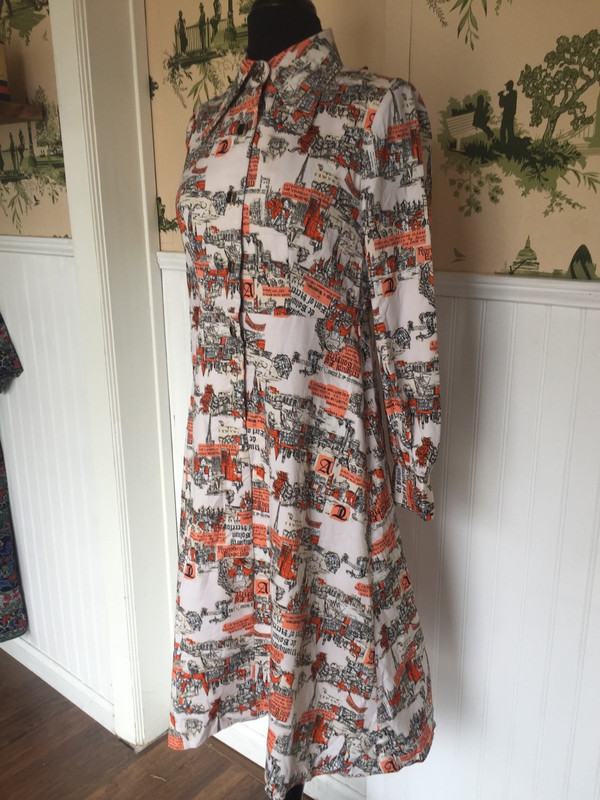 Japanese abstract print dress orange and black in size medium Japanese abstract print dress orange and black in size medium
