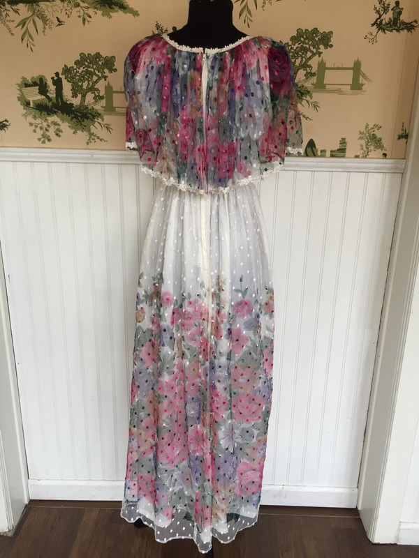 Japanese Floral Gunne Sax style 70's tulle and satin long romantic gown Japanese Floral Gunne Sax style 70's tulle and satin long romantic gown
