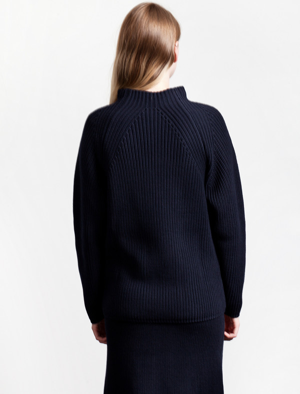 Lemaire High Neck Rib Sweater Midnight Lemaire High Neck Rib Sweater Midnight