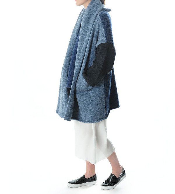 Capote Coat in Blue Colorblock Capote Coat in Blue Colorblock