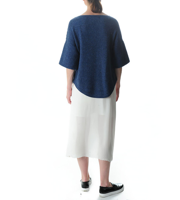 Lauren Manoogian Denim Blue Knit Dovetail Pullover Lauren Manoogian Denim Blue Knit Dovetail Pullover