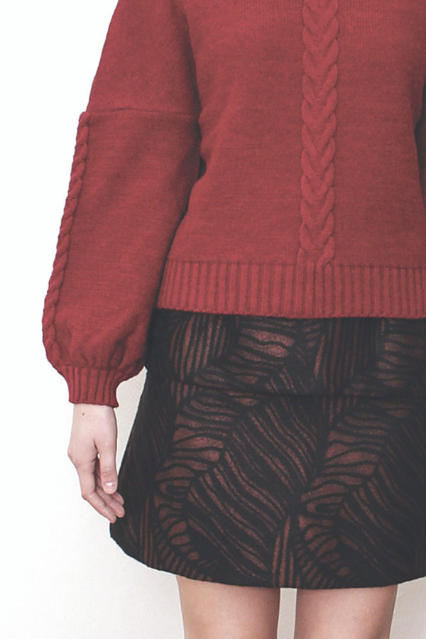 Livlov Red Leaf Print Skirt Livlov Red Leaf Print Skirt