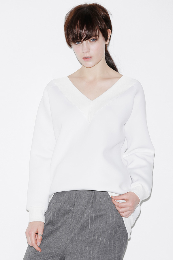 ROCKET X LUNCH Deep V Oversized Top- White ROCKET X LUNCH Deep V Oversized Top- White