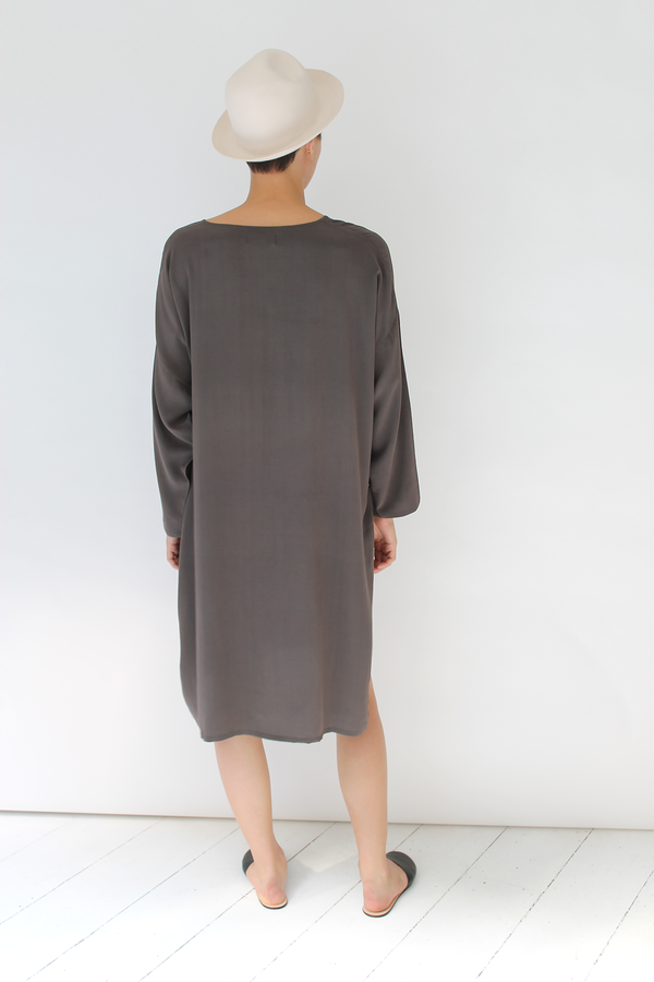 Revisited silk shirt dress | stone Revisited silk shirt dress | stone