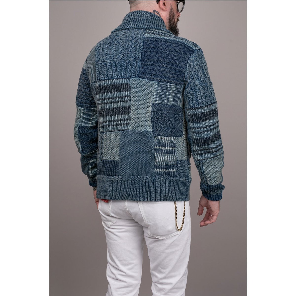RRL Patchwork Cotton Cardigan - Indigo | Garmentory RRL Patchwork Cotton Cardigan - Indigo | Garmentory