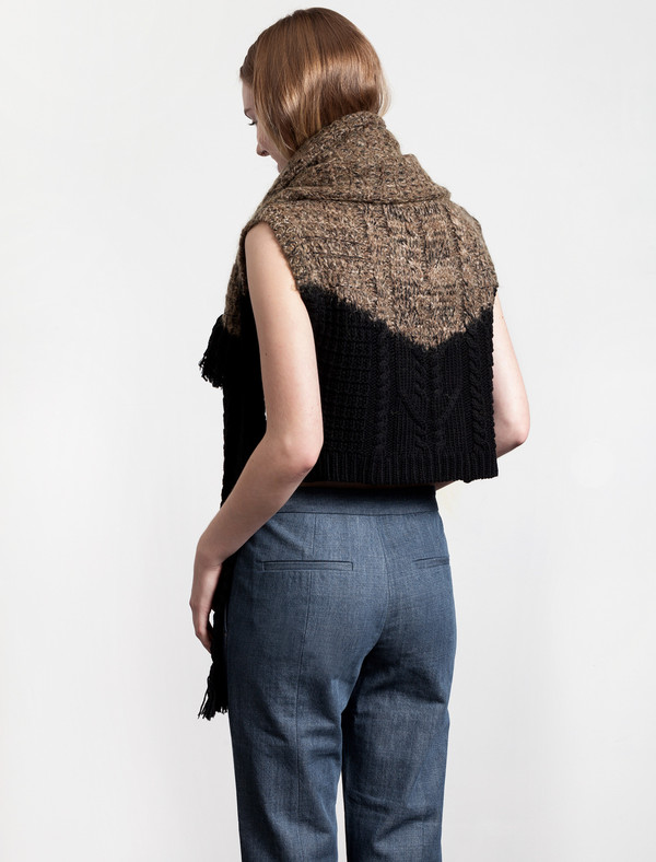 Thakoon Addition Womens Fringe Scarf Cardigan Thakoon Addition Womens Fringe Scarf Cardigan