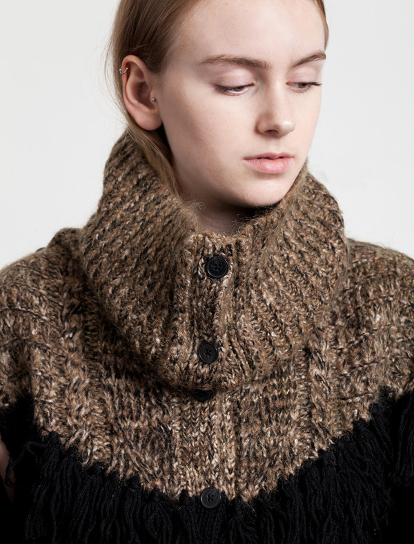 Thakoon Addition Womens Fringe Scarf Cardigan Thakoon Addition Womens Fringe Scarf Cardigan