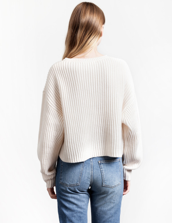 Organic by John Patrick Rib Crop Pullover New White Organic by John Patrick Rib Crop Pullover New White