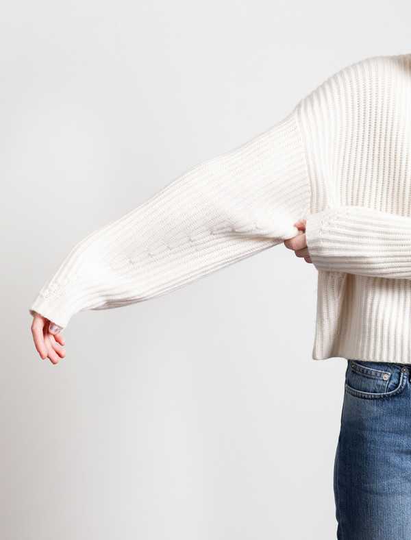 Organic by John Patrick Rib Crop Pullover New White Organic by John Patrick Rib Crop Pullover New White