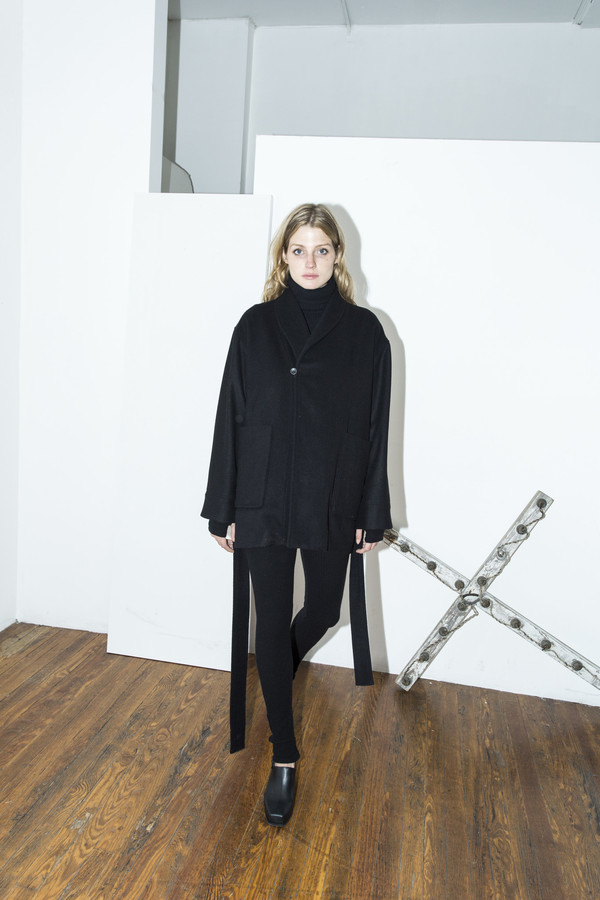 Assembly New York Black Cropped Robe Coat Assembly New York Black Cropped Robe Coat