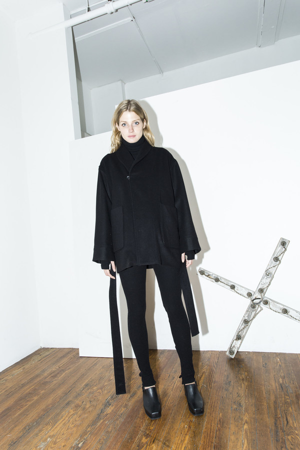 Assembly New York Black Cropped Robe Coat Assembly New York Black Cropped Robe Coat