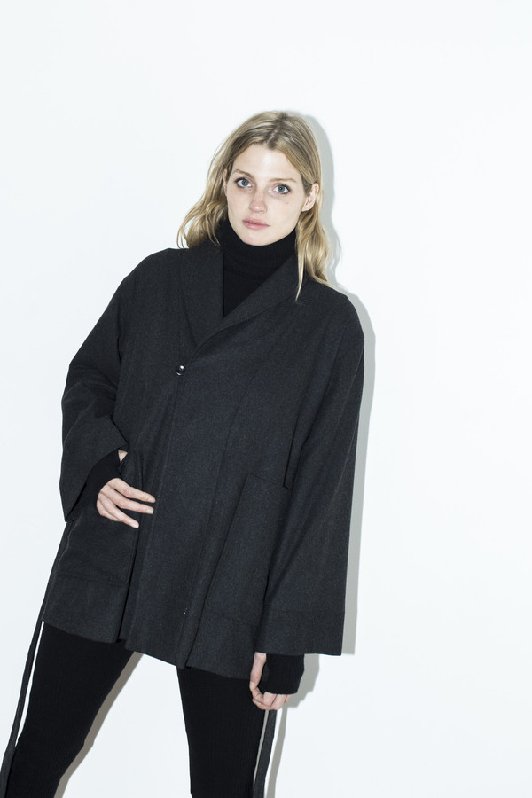 Assembly New York Grey Cropped Robe Coat Assembly New York Grey Cropped Robe Coat