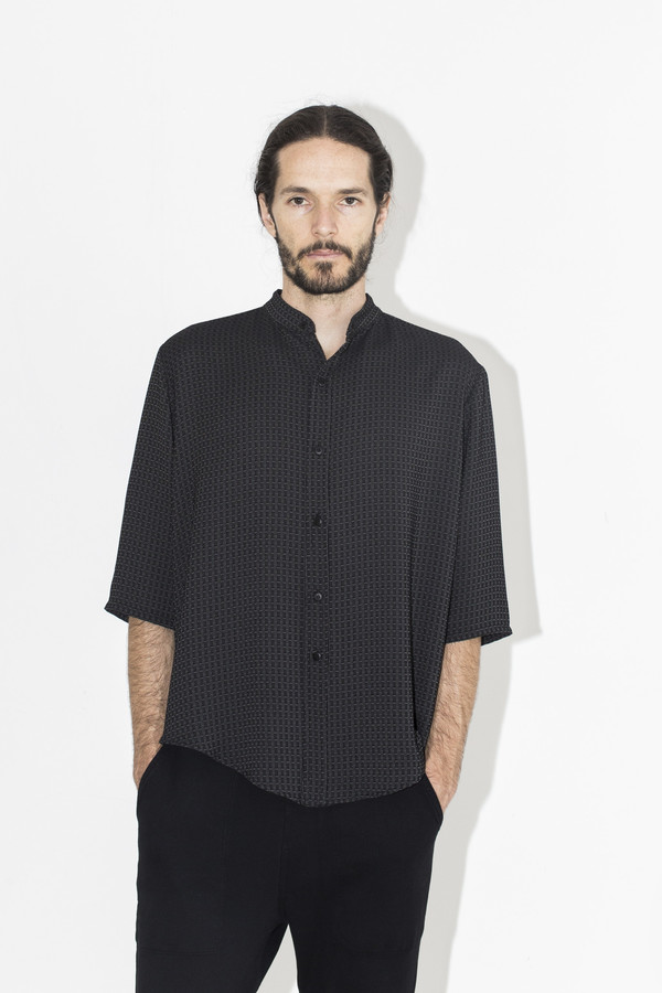 Men's Assembly New York Pattern No Collar Shirt Men's Assembly New York Pattern No Collar Shirt