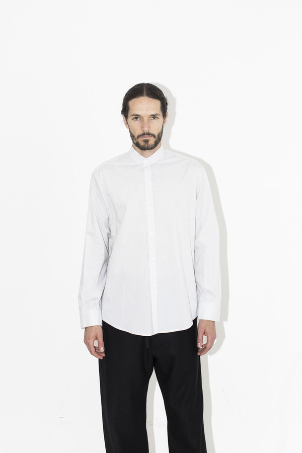 Men's Assembly New York Pinstripe No Collar Shirt Men's Assembly New York Pinstripe No Collar Shirt