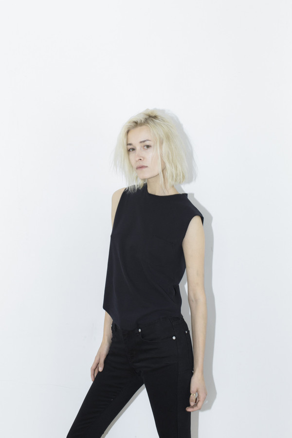 Assembly New York Black Rib Sleeveless Pocket Tee Assembly New York Black Rib Sleeveless Pocket Tee