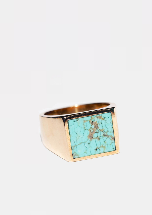 Legier & Livaudais LLI Kingman Turquoise Brass Ring Legier & Livaudais LLI Kingman Turquoise Brass Ring