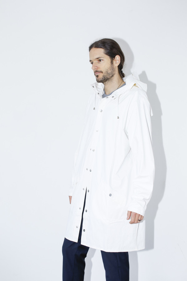 Unisex Rains White Hooded Rain Coat Unisex Rains White Hooded Rain Coat