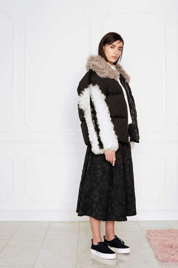 Sandy Liang Black Allen Shearling Coat Sandy Liang Black Allen Shearling Coat