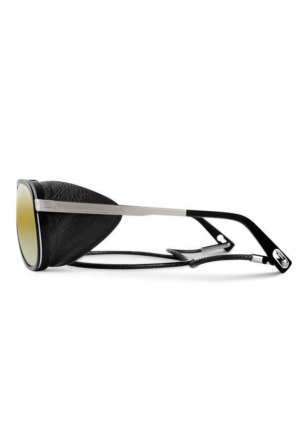 Men's Vuarnet Shiny Black Corded Leather Sunglasses Men's Vuarnet Shiny Black Corded Leather Sunglasses