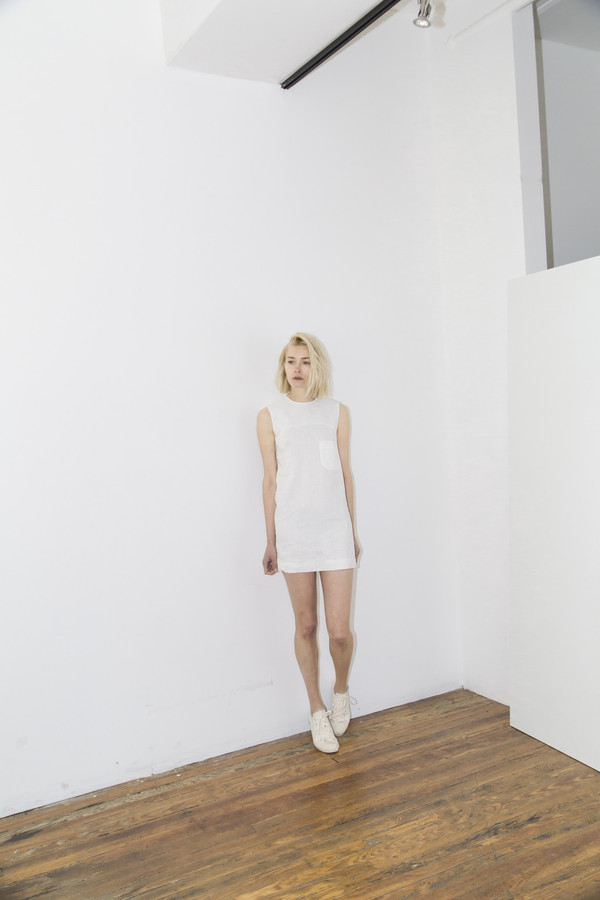 White Linen Pocket Shift Dress White Linen Pocket Shift Dress