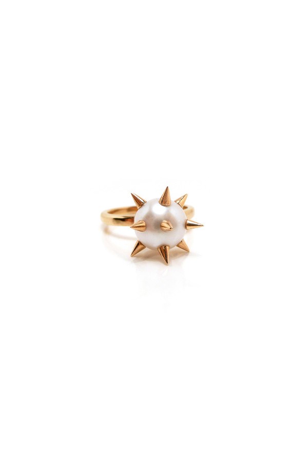 White/Gold Spike 'Bad' Pearl Ring White/Gold Spike 'Bad' Pearl Ring