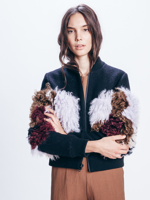 Loeffler Randall SHEARLING WOOL BOMBER Loeffler Randall SHEARLING WOOL BOMBER