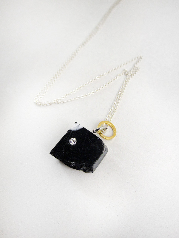 FAUX/real Tea Time Necklace, Black Marble FAUX/real Tea Time Necklace, Black Marble