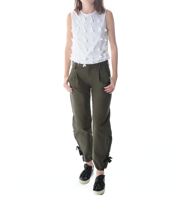 Ports 1961 Retro Green Wide Trousers with Zip Ports 1961 Retro Green Wide Trousers with Zip