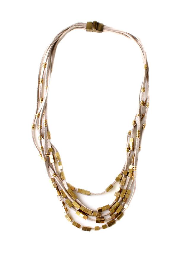 Serefina Suede Abacus Necklace in Grey Serefina Suede Abacus Necklace in Grey