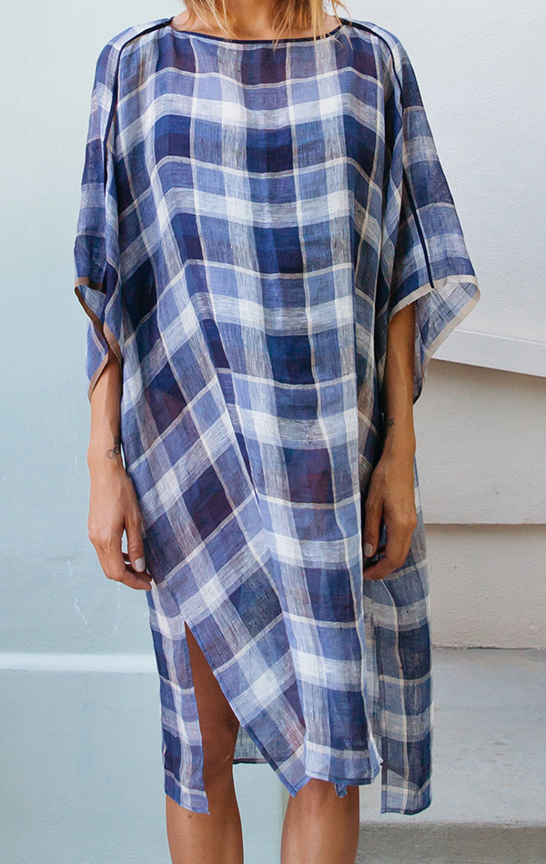 Two Plaid Linen Caftan Two Plaid Linen Caftan