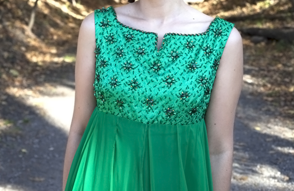 White Elephant Vintage Green Beaded Chiffon Dress White Elephant Vintage Green Beaded Chiffon Dress
