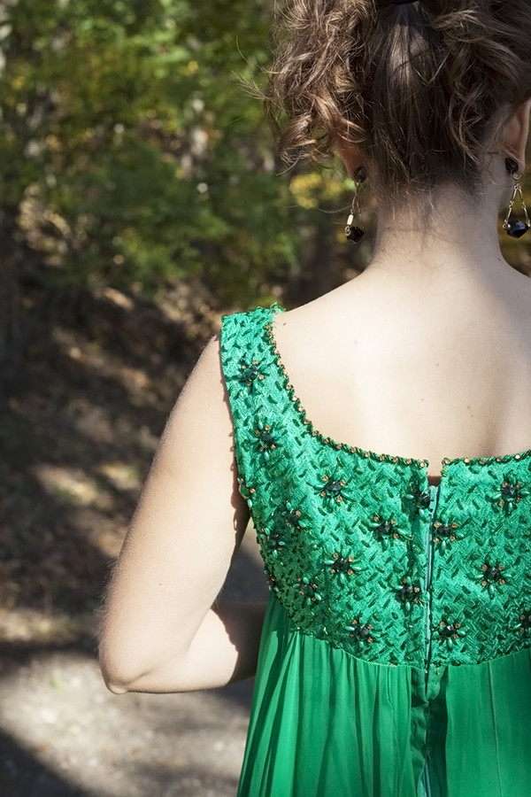 White Elephant Vintage Green Beaded Chiffon Dress White Elephant Vintage Green Beaded Chiffon Dress