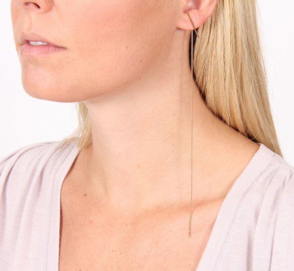 Kathleen Whitaker 7" STICK AND ITALIAN CURB CHAIN EARRING Kathleen Whitaker 7" STICK AND ITALIAN CURB CHAIN EARRING