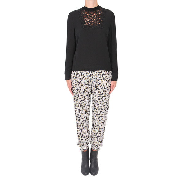 Sea Daisy Print Silk Track Pants Sea Daisy Print Silk Track Pants