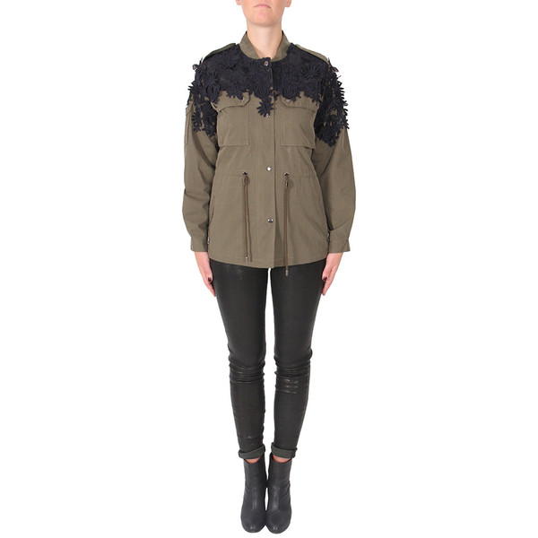 Sea Embroidered Flowers Military Jacket Sea Embroidered Flowers Military Jacket