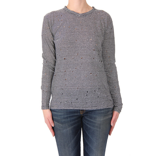 IRO Glaucy Stripe Linen Holey Long Sleeve Top IRO Glaucy Stripe Linen Holey Long Sleeve Top