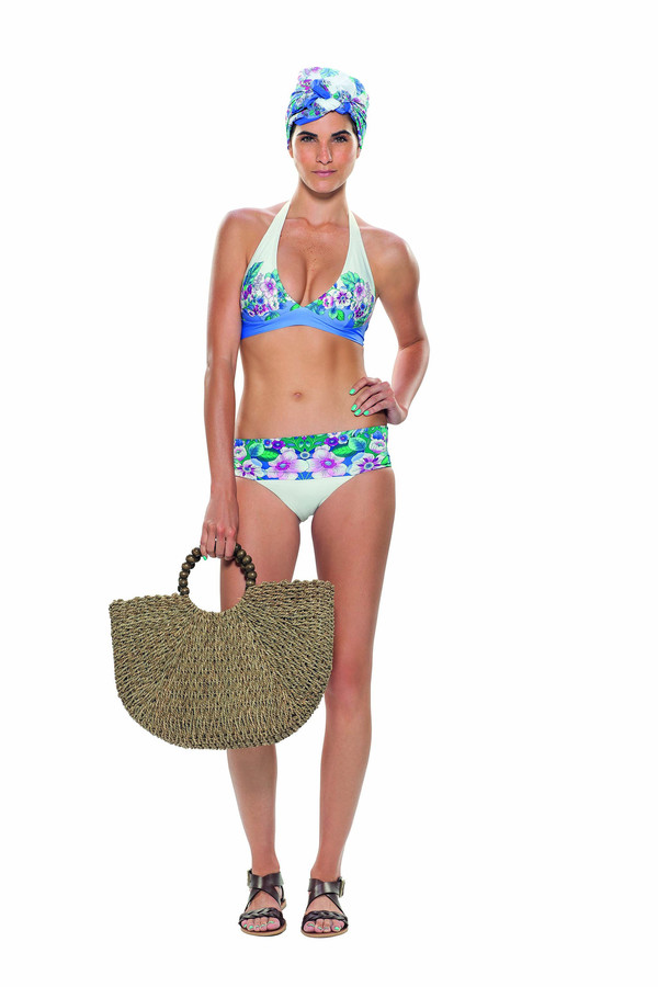 Estivo Blue Florals Bandeau Style Two Piece Bottoms Estivo Blue Florals Bandeau Style Two Piece Bottoms