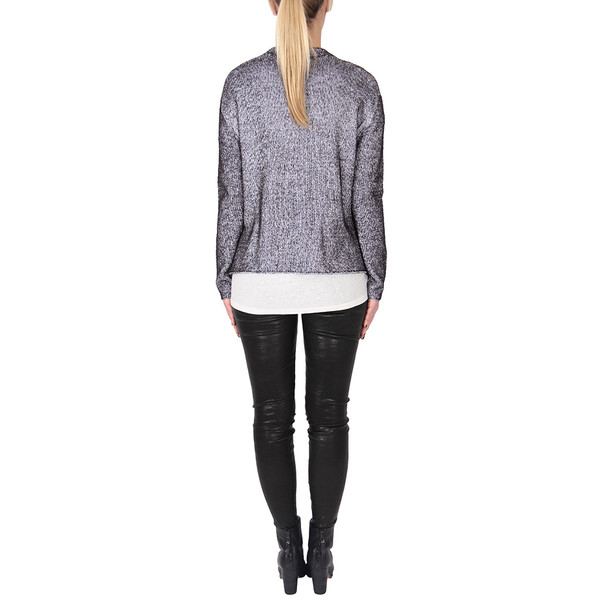 T By Alexander Wang PLAITED CARDIGAN PULLOVER - BLACK + WHITE T By Alexander Wang PLAITED CARDIGAN PULLOVER - BLACK + WHITE