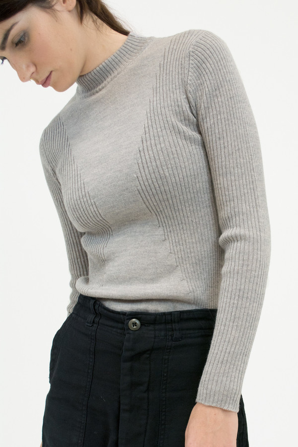 Micaela Greg Dove Grey Rib Turtleneck Micaela Greg Dove Grey Rib Turtleneck