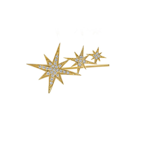 SYDNEY EVAN GOLD AND PAVÉ DIAMOND TRIPLE STARBURST EAR WIRE SYDNEY EVAN GOLD AND PAVÉ DIAMOND TRIPLE STARBURST EAR WIRE